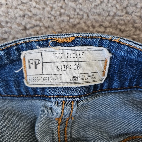 Free People Overalls Womens 26 Blue Denim Bib Wide Adjustable Straps Stretch - Picture 4 of 7